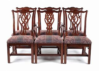 Six Chippendale style cherrywood dining chairs