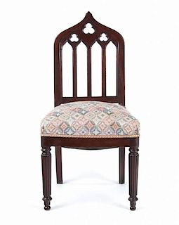 Victorian Gothic Revival mahogany side chair