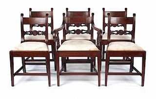 Six Regency mahogany inlaid dining chairs