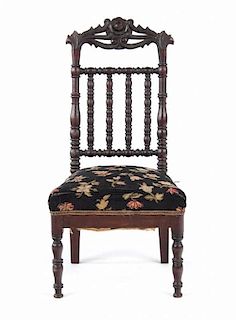 Elizabethan Revival walnut child's side chair