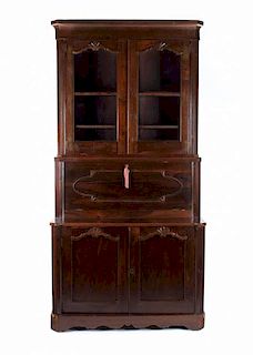 American Rococo Revival rosewood bookcase