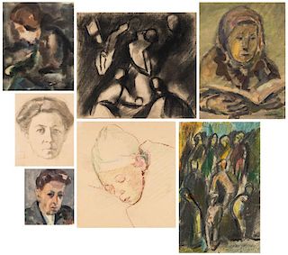 A GROUP OF 7 WORKS ON PAPER BY LEV SHEKHTEL [ZHEGIN] (RUSSIAN 1892-1969)