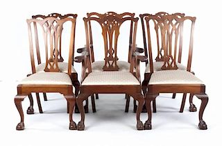 6 Chippendale style carved mahogany dining chairs