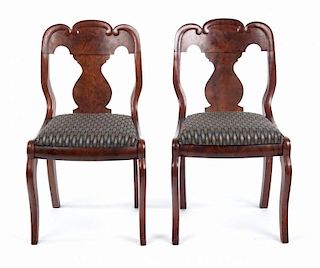 Pair of American Restoration mahogany side chairs