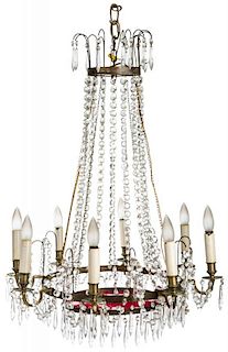 A RUSSIAN NEOCLASSICAL CRYSTAL EIGHT LIGHT CHANDELIER, 19TH CENTURY