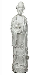A BLANC-DE-CHINE FIGURE OF GUANYIN AND CHILD