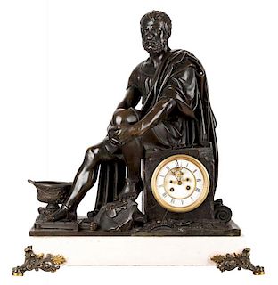 A LARGE FIGURATIVE BRONZE CLOCK, FRENCH, 19TH CENTURY