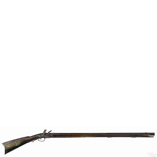 Pennsylvania full stock flintlock long rifle, approximately .60 caliber