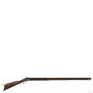 Full stock Pennsylvania percussion long rifle, approximately .36 caliber