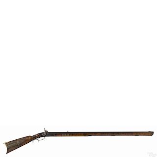Full stock percussion long rifle, .46 caliber, signed Daniels on the barrel flat