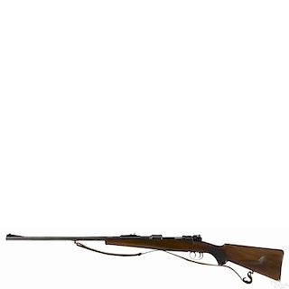 Custom Mauser bolt action rifle, 8 mm, with a spoon handle bolt and set triggers, 24'' round barrel