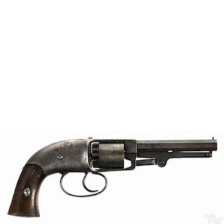 C. S. Pettengill Navy percussion six-shot belt revolver, .34 caliber, with walnut grips