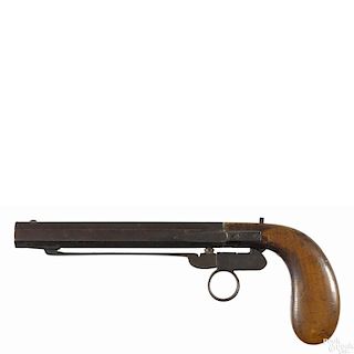 Ring trigger underhammer percussion pistol, approximately .44 caliber, inscribed II R. I.