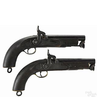 Brace of two reproduction Tower military belt pistols, approximately .65 caliber