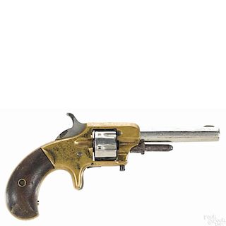 Whitneyville seven-shot spur trigger revolver, .22 caliber, with a brass frame