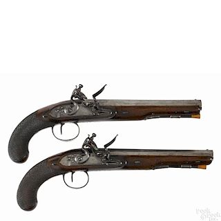 Pair of English officer's dueling pistols, ca. 1780, approximately .65 caliber