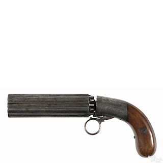 J. R. Cooper's ring trigger underhammer six-shot percussion pepperbox pistol