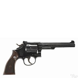 Smith & Wesson model 17 (5 screw) six-shot revolver, .22 LR caliber, with a blued finish