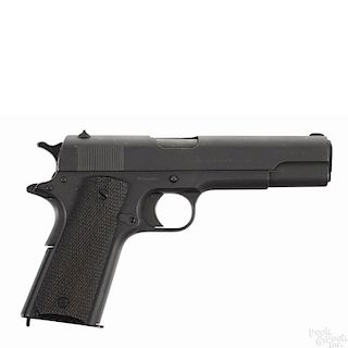 Colt model 1911 US Army WWI semi-automatic pistol, .45 ACP caliber, with a grey parkerization