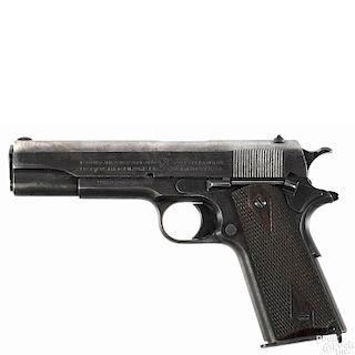 Colt model 1911 US Army WWI semi-automatic pistol, .45 ACP caliber, with a blued finish