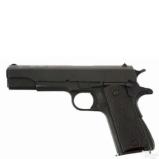 Colt model 1911 A1 US Army WWII semi-automatic pistol, .45 ACP caliber, with grey parkerization