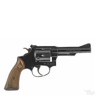 Smith & Wesson Model 34-1 six-shot revolver, .22 caliber, with original walnut grips
