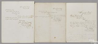 Three letters from Civil War officer Captain George Baleh to Hugh Harbison, Esq.