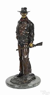 Jesse Corsaut (American 1929-), bronze sculpture of John Wayne, 29'' h.