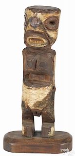 Native American Indian carved birch totem, signed J. Simpson '60, 17 1/2'' h.