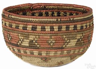 Pima Native American Indian coiled basket, 19th c., 4 3/4'' h.