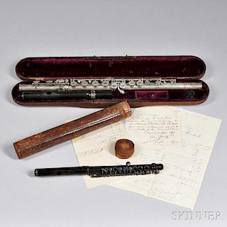 American Silver Flute and a 19th Century French Wood Piccolo
