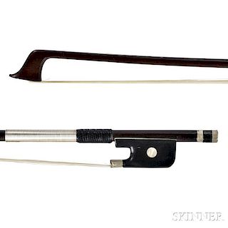 French Nickel-mounted Violoncello Bow, c. 1830