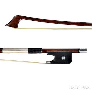 French Silver-mounted Violoncello Bow, Eugene Sartory, c. 1900