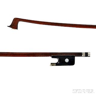 French Nickel-mounted Violin Bow, Caressa & Francais, c. 1920