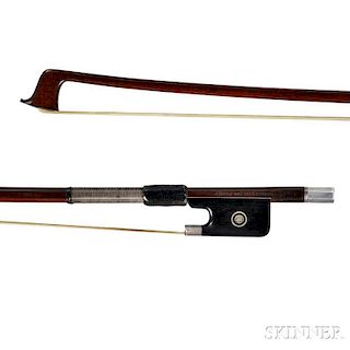 French Silver-mounted Violin Bow, Charles Bazin, c. 1950