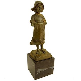 Spiro Schwalenberg, German (19/20th) Bronze figure of a girl golden-brown patinated.