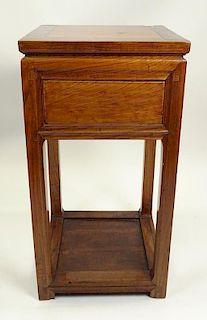 Vintage Carved Chinese Hardwood Pedestal Table with Drawer.