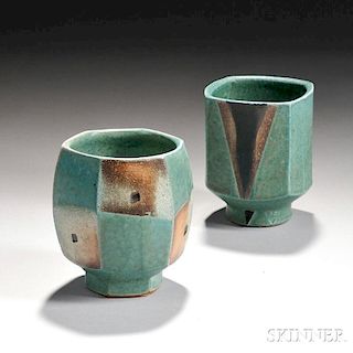 Two Jeff Oestreich (American, b. 1947) Studio Pottery Yunomis