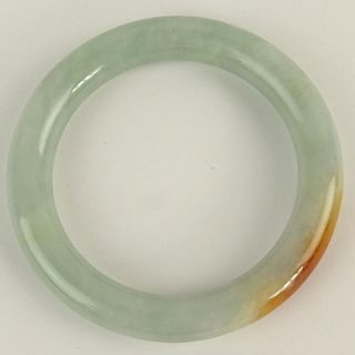 Chinese Pale Green With Rust Jade Bangle.