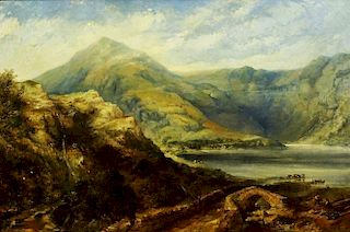 Thomas Richard Colman Dibdin, British (1810-1893)  London. Oil on Canvas Landscape "The Head of Loch Eyre".