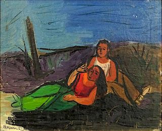 Ben Benn (Russian/American 1884-1983) Oil on Artist Board, Couple in Landscape.