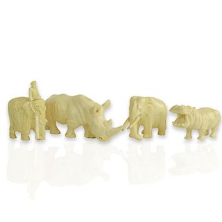 Collection of Four (4) Carved Ivory Animal Figures.