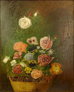 20th Century South American School Oil on Board, Still Life with Flowers.