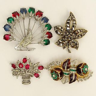 Four (4) Vintage Costume Jewelry Brooches.