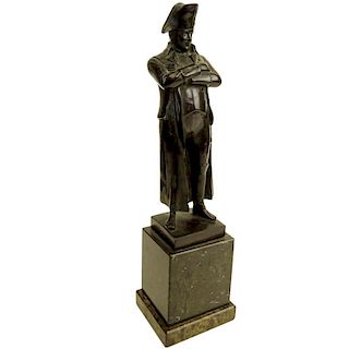 19th Century Bronze Sculpture on marble base "Napoleon With Arms Folded in Long Coat"