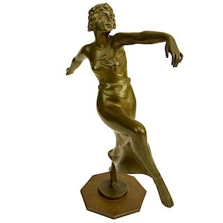 Otto Hafenrichter, Austrian (19/20th C) Art Deco Patinated Bronze Sculpture "Dancing Girl".