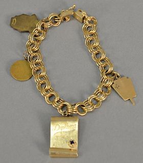 14K gold charm bracelet (2 charms not 14K), lg