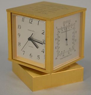 Tiffany & Co. vintage angelus barometer, thermometer, hygrometer, and clock. ht. 4 1/2", wd. 3 1/2"