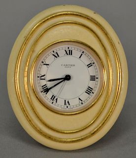 Cartier Paris Swiss travel alarm table or desk clock, ht