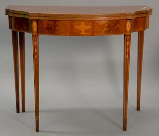 Custom mahogany Federal style game table with drawer. ht. 29", wd. 36", dp. 18"